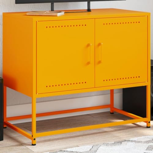 YITHOPI TV-Schrank Senfgelb Konsole TV Möbel für Empfangsraum Wohnzimmer 68,5x39x60,5 cm Stahl von YITHOPI