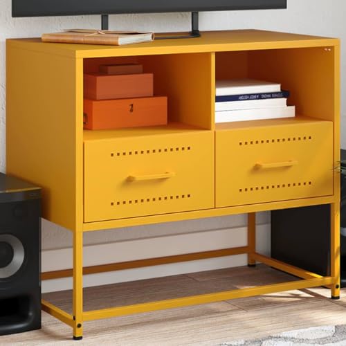 YITHOPI TV-Schrank Senfgelb TV Möbel Wohnzimmertisch für Schlafzimmer Wohnzimmer 68x39x60,5 cm Stahl YITHOPI TV-Schrank Senfgelb TV Möbel Wohnzimmertisch für Schlafzimmer Wohnzimmer 68x39x60,5 cm Stahl von YITHOPI