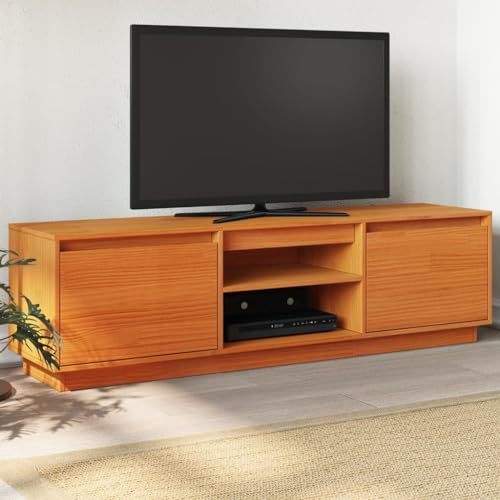 YITHOPI TV-Schrank Wachsbraun Fernsehschrank Wohnzimmerschrank für Arbeitszimmer Büro 140x35x40 cm Massivholz Kiefer von YITHOPI
