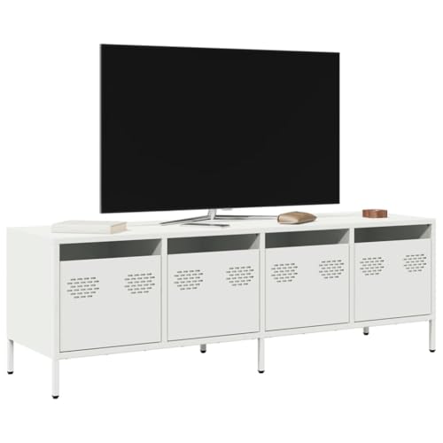 YITHOPI TV-Schrank Weiß Multifunktionaler TV-Ständer TV Regal für Empfangsraum Arbeitszimmer 135x39x43,5 cm Kaltgewalzter Stahl von YITHOPI