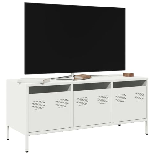 YITHOPI TV-Schrank Weiß TV Sideboard Wohnzimmerschrank für Arbeitszimmer Wohnzimmer 101,5x39x43,5 cm Kaltgewalzter Stahl von YITHOPI