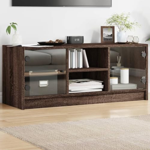 YITHOPI TV-Schrank mit Glastüren Braun Eichen-Optik Fernsehmöbel Konsole für Wohnzimmer Arbeitszimmer 102x37x42 cm YITHOPI TV-Schrank mit Glastüren Braun Eichen-Optik Fernsehmöbel Konsole für Wohnzimmer Arbeitszimmer 102x37x42 cm von YITHOPI