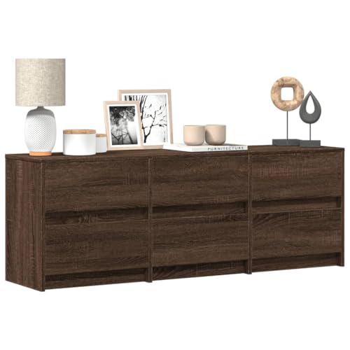 YITHOPI TV-Schrank mit LED-Beleuchtung Braun Eichen-Optik TV Möbel TV Sideboard für Empfangsraum Wohnzimmer 140x34x50 cm von YITHOPI