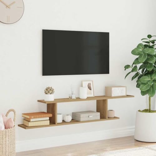 YITHOPI TV-Wandregal Artisan-Eiche Wohnzimmerregal Regal für Deko für Küche Bad 125x18x23 cm Holzwerkstoff von YITHOPI