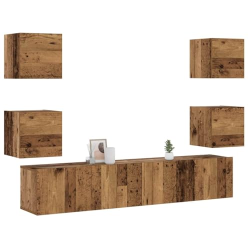 YITHOPI TV-Wandschränke 6 STK. Altholz-Optik Holzwerkstoff Fernsehtisch Multifunktionaler TV-Ständer für Schlafzimmer Büro von YITHOPI