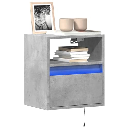 YITHOPI TV-Wandschränke LED-Beleuchtung 2 STK. Betongrau Konsole Fernsehtisch für Arbeitszimmer Empfangsraum 41x31x45 cm von YITHOPI