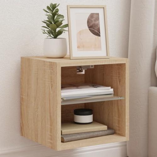 YITHOPI TV-Wandschränke mit LED-Leuchten 2 STK. Sonoma-Eiche Wohnzimmerschrank TV Regal für Wohnzimmer Empfangsraum von YITHOPI