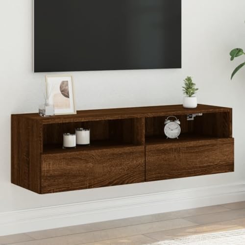 YITHOPI TV-Wandschrank Braun Eiche-Optik Wohnzimmerschrank Konsole für Empfangsraum Schlafzimmer 100x30x30 cm Holzwerkstoff von YITHOPI