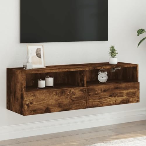 YITHOPI TV-Wandschrank Räuchereiche Wohnzimmertisch Multifunktionaler TV-Ständer für Arbeitszimmer Empfangsraum 100x30x30 cm Holzwerkstoff von YITHOPI