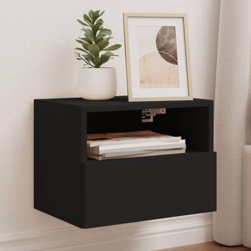 YITHOPI TV-Wandschrank Schwarz Medienschrank Wohnzimmerschrank für Arbeitszimmer Empfangsraum 40x30x30 cm Holzwerkstoff von YITHOPI