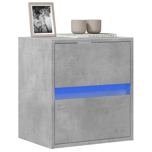 YITHOPI TV-Wandschrank mit LED-Beleuchtung Betongrau Konsole Wohnzimmertisch für Wohnzimmer Schlafzimmer 41x31x45 cm von YITHOPI