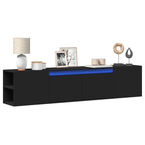 YITHOPI TV-Wandschrank mit LED-Beleuchtung Schwarz TV Regal Multifunktionaler TV-Ständer für Arbeitszimmer Wohnzimmer 180x31x39,5 cm YITHOPI TV-Wandschrank mit LED-Beleuchtung Schwarz TV Regal Multifunktionaler TV-Ständer für Arbeitszimmer Wohnzimmer 180x31x39,5 cm von YITHOPI