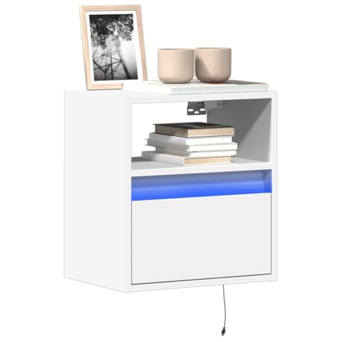 YITHOPI TV-Wandschrank mit LED-Beleuchtung Weiß TV Sideboard Fernsehschrank für Arbeitszimmer Büro 41x31x45 cm von YITHOPI