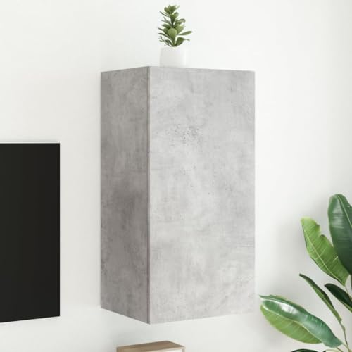 YITHOPI TV-Wandschrank mit LED-Leuchten Betongrau Fernsehmöbel Fernsehtisch für Empfangsraum Schlafzimmer 40,5x35x80 cm von YITHOPI