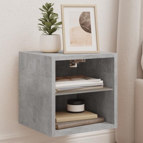 YITHOPI TV-Wandschrank mit LED-Leuchten Betongrau TV Schrank Medienschrank für Empfangsraum Büro 30x28,5x30 cm von YITHOPI
