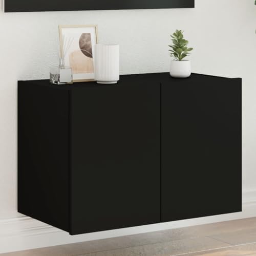 YITHOPI TV-Wandschrank mit LED-Leuchten Schwarz TV Möbel Fernsehmöbel für Empfangsraum Wohnzimmer 60x35x41 cm von YITHOPI