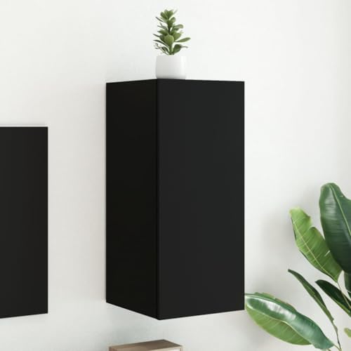 YITHOPI TV-Wandschrank mit LED-Leuchten Schwarz Wohnzimmerschrank Multifunktionaler TV-Ständer für Empfangsraum Büro 30,5x35x70 cm von YITHOPI