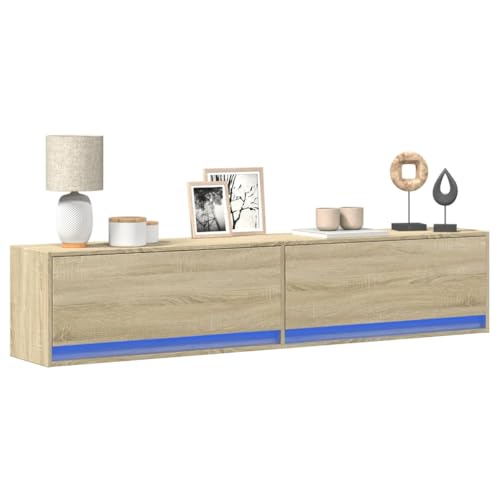 YITHOPI TV-Wandschrank mit LED Sonoma-Eiche Fernsehschrank TV Sideboard für Arbeitszimmer Empfangsraum 180x31x38 cm von YITHOPI