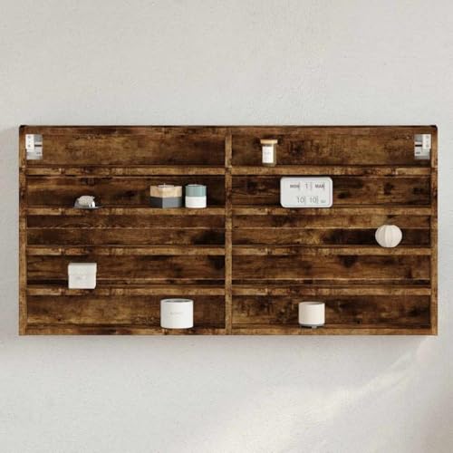 YITHOPI Vitrinenschrank Räuchereiche Wohnzimmerregal Regal für Deko für Bad Schlafzimmer 100x8,5x50 cm Holzwerkstoff von YITHOPI