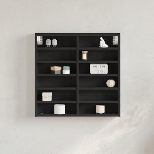 YITHOPI Vitrinenschrank Schwarz Pflanzenregal Hängeregal für Büro Schlafzimmer 60x8,5x58 cm Holzwerkstoff von YITHOPI