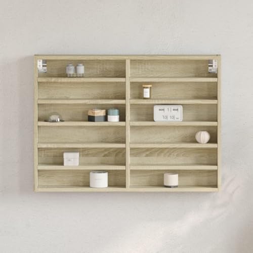 YITHOPI Vitrinenschrank Sonoma-Eiche Wandboard Regal für Deko für Bad Büro 80x8,5x58 cm Holzwerkstoff YITHOPI Vitrinenschrank Sonoma-Eiche Wandboard Regal für Deko für Bad Büro 80x8,5x58 cm Holzwerkstoff von YITHOPI
