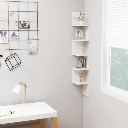 YITHOPI Wand-Eckregal Hochglanz-Weiß Aufbewahrungsregal Pflanzenregal für Büro Schlafzimmer 20x20x127,5 cm Holzwerkstoff YITHOPI Wand-Eckregal Hochglanz-Weiß Aufbewahrungsregal Pflanzenregal für Büro Schlafzimmer 20x20x127,5 cm Holzwerkstoff von YITHOPI