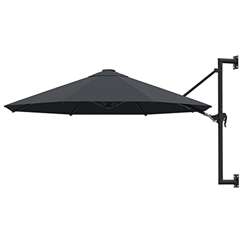 YITHOPI Wand-Sonnenschirm | 300 cm Wandmontage | Ampelschirm mit Metallmast | Gartenschirm Terrassenschirm Balkonschirm 8 Rippen Kurbelsystem 300 cm Anthrazit von YITHOPI