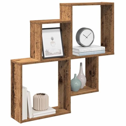 YITHOPI Wandregal Altholz-Optik Hängeregal Dekoratives Wandregal für Büro Schlafzimmer 80x15x78,5 cm Holzwerkstoff von YITHOPI