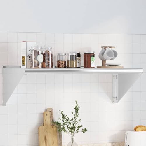 YITHOPI Wandregal Dekoratives Wandregal Hängeregal für Schlafzimmer Büro 100x45x31 cm Silbern Edelstahl von YITHOPI