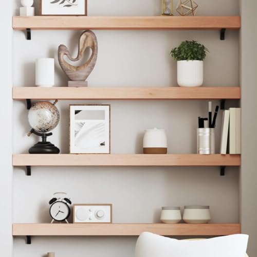 YITHOPI Wandregal Pflanzenregal Wohnzimmerregal für Bad Schlafzimmer 80x10x6 cm Massivholz Eiche Unbehandelt von YITHOPI