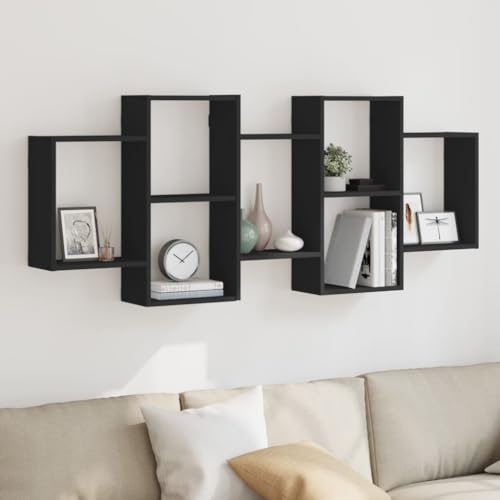 YITHOPI Wandregal Schwarz Dekoratives Wandregal Schweberegal für Wohnzimmer Schlafzimmer 159x18x65 cm Holzwerkstoff von YITHOPI