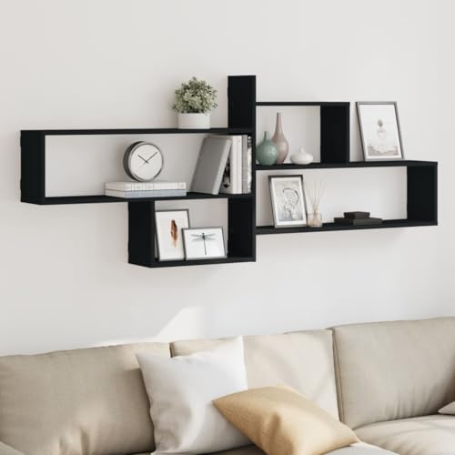 YITHOPI Wandregal Schwarz Regal für Deko Dekoratives Wandregal für Büro Wohnzimmer 167,5x18x68 cm Holzwerkstoff von YITHOPI