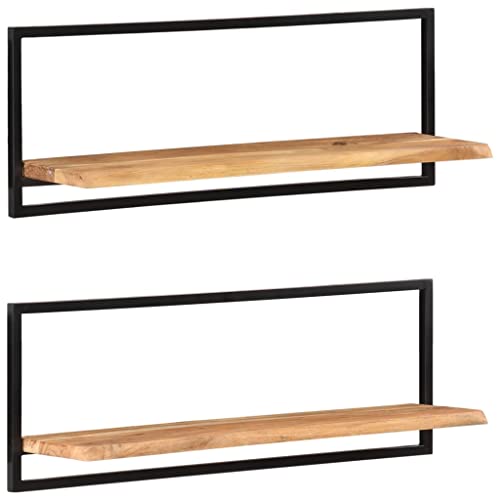 YITHOPI Wandregale 2 STK. Schwebendes Wandregal Aufbewahrungsregal für Schlafzimmer Küche 100x24x35 cm Massivholz Akazie und Stahl von YITHOPI