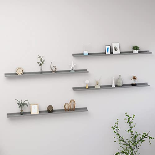 YITHOPI Wandregale 4 STK. Grau Schwebendes Wandregal Dekoregal für Wohnzimmer Schlafzimmer 115x9x3 cm von YITHOPI