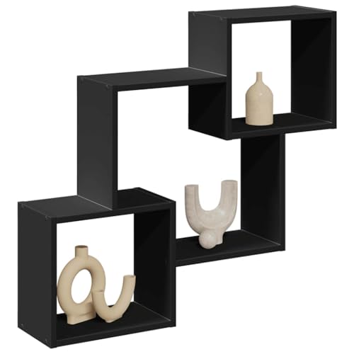 YITHOPI Wandschrank Dekoregal Schwebendes Wandregal für Küche Wohnzimmer 78x18x71 cm Schwarz Holzwerkstoff von YITHOPI