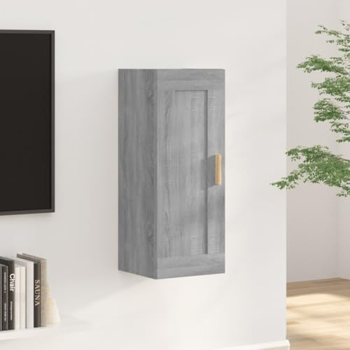 YITHOPI Wandschrank Grau Sonoma Pflanzenregal Regal für Schlafzimmer Büro 35x34x90 cm Holzwerkstoff von YITHOPI