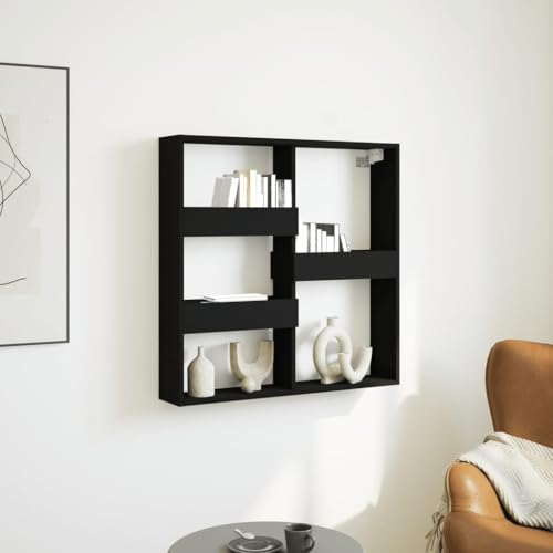 YITHOPI Wandschrank Schwarz Bücherregal Schweberegal für Küche Bad 80x15x80 cm Holzwerkstoff YITHOPI Wandschrank Schwarz Bücherregal Schweberegal für Küche Bad 80x15x80 cm Holzwerkstoff von YITHOPI
