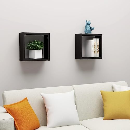 YITHOPI Würfelregale 2 STK. Schwarz Regal Dekoratives Wandregal für Küche Wohnzimmer 30x15x30 cm von YITHOPI