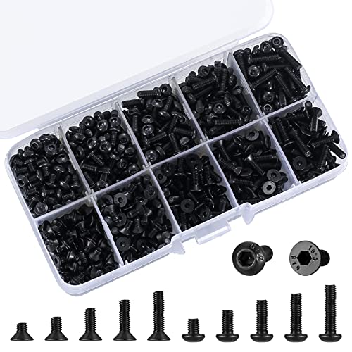 720 Stk M3 Innensechskant Schrauben Set, Senkkopfschrauben, Flachkopfschrauben für 3D-Drucker, metrische Maschine - Schwarz, 4 mm/6 mm/8 mm/10 mm/12 mm von YITYDaMai