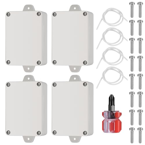 4 Stück IP65 Wasserdichte Abzweigdosen, Elektronik Projektboxen, Elektrische Gehäusekasten, Anschlussdose Außenmit festem Ohr, Anschluss Projektbox, mit Schraubendreher - cremefarben von YITYDaMai