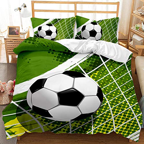 YIUA 3D Fußball Kinder Bettwäsche Set,Fußball Sport Thema Jungen Teenager Fussball-Fan Bettbezug mit Kissenbezug (D,135 x 200 cm) von YIUA