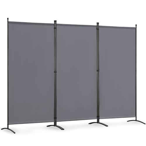 YIUHART Paravent 3 Teilig 243 x 169 cm,Paravent Raumteiler Innen,Gartentrennwände Sichtschutz,Raumteiler für Balkon,Trennwand Sichtschutz aus Polyesterfaser (Grau) von YIUHART