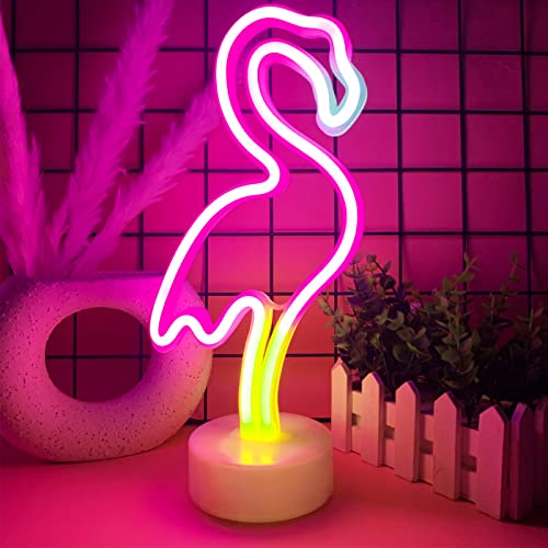 YIVIYAR Flamingo Lichter Rosa Flamingo Neon Lichter Neon Licht Zeichen für Schlafzimmer Flamingo Neon Zeichen Rosa Neon Nachtlicht Licht Zeichen für Raum Bar von YIVIYAR