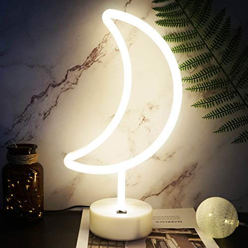 YIVIYAR LED Leuchtreklame Mond Neonlicht USB/Batterie Mondlampe Mond Nachtlicht Mond Dekor Party Lichter Mädchen Zimmer Room Dekor Regal Dekor Schlafzimmer Dekor für Frauen(Moon) von YIVIYAR