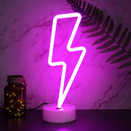 YIVIYAR Rosa Blitz Neonlichter LED Neon Wandleuchten USB/Batteriebetriebene Ästhetische Raumdekoration Neonlichter für Schlafzimmerdekor Rosa Blitz Neonschilder Neonlampe Coole Lichter von YIVIYAR