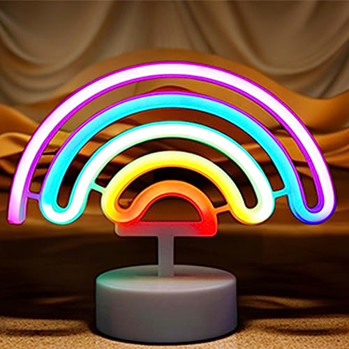 YIVIYAR Regenbogen Neon Licht Regenbogen Lampe Regenbogen Geschenke für Frauen USB/Batterie betrieben Neon Regenbogen Licht Regenbogen Geschenke für Mädchen Neon Lichter für Schlafzimmer von YIVIYAR