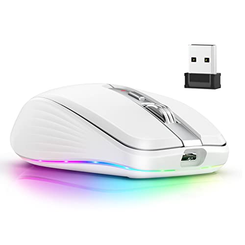 YIWENG 2.4G + BT5.1 Dual-Mode-Wireless-Maus Computer-Gaming-Mäuse Ergonomisches Design 4-Gang-Einstellbare DPI Eingebauter wiederaufladbarer Akku für Laptop,Akku für Laptop von YIWENG