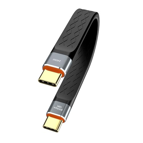 YIWENTEC 80Gbps Thunderbolt 5 Compatible Cable with up to 120Gbps Bandwidth Amplification and 240W Charging Power Compatible with Thunderbolt 4, USB 4 and USB-C 13.5CM (W0405-1PC) von YIWENTEC
