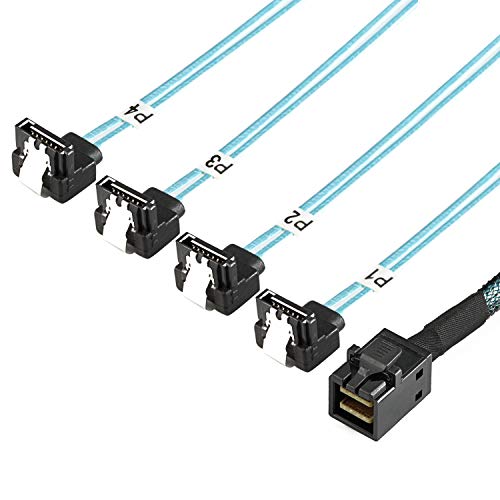 YIWENTEC Interne HD Mini SAS (SFF-8643 Host) auf 90 Grad 4 SATA (Target) Festplattenkabel (8643 SATA 90 Grad 0,5M) von YIWENTEC