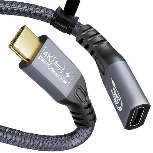 YIWENTEC USB C Cable to USB C 3.2 Male Female Gen2 ¡Á 2 Type C Charging Cable, 20 Gbps Data Transfer, 240 W 48 V/5 A Fast Charging Cable, 4K @ 60Hz Video Transfer (straight, 3M) von YIWENTEC